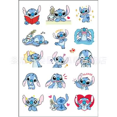 Stitch Disney Anime Figure Waterproof Tattoo Sticker Cartoon Doll Decoration Stitch Sticker Model Kids Toys Girls Birthday Gift